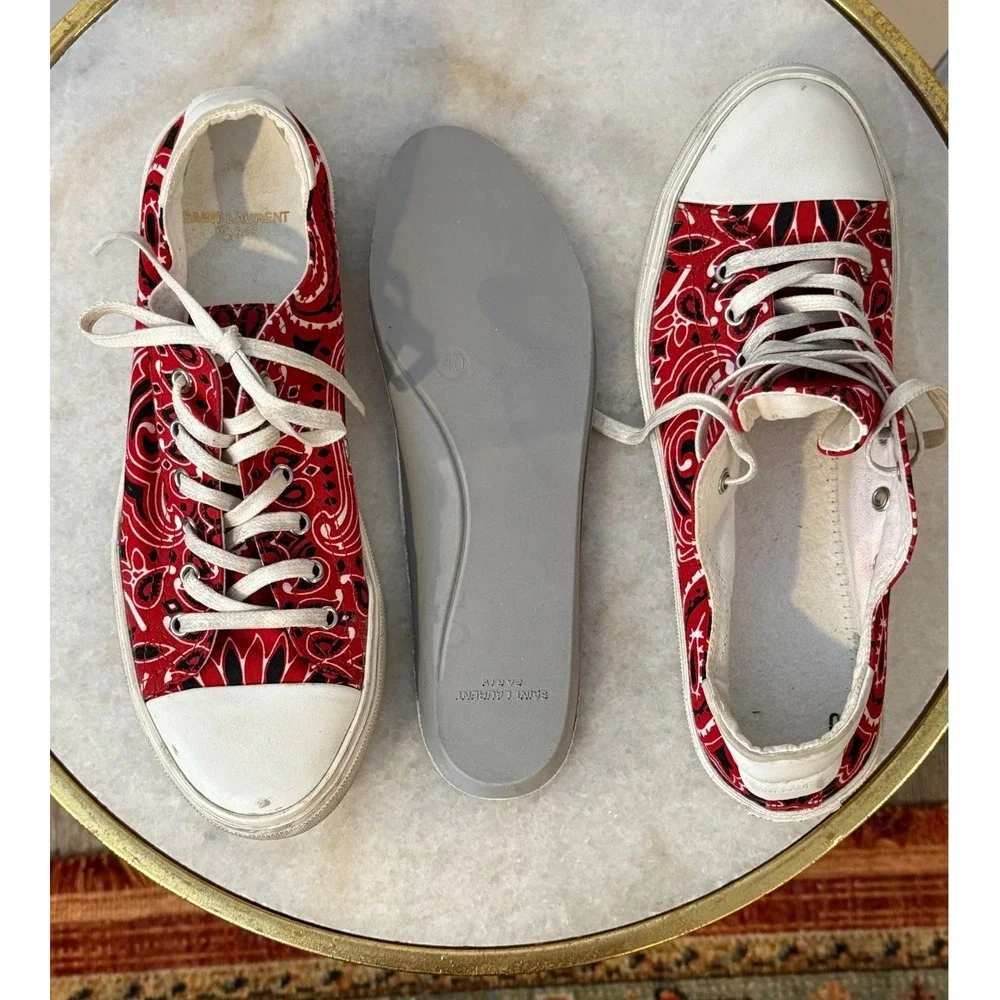 Saint Laurent Red Bandana‎ Paisley Low Top Sneakers